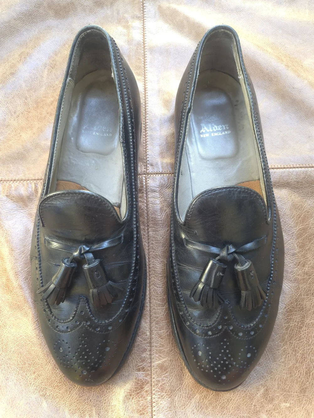 Alden 551 Black Calfskin Tassel Loafers Shoes Mens 10 B/D Made USA Almond Toe
